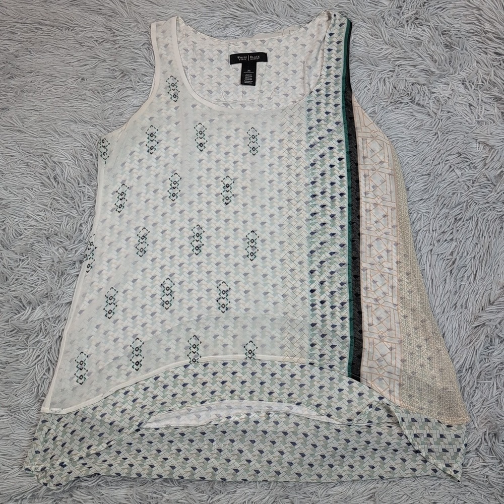 White House Black Market Shirt Womens‎ XS White Blouse Sleeveless Top Sheer